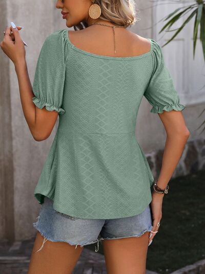 V-Neck Flounce Sleeve Blouse