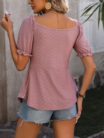 V-Neck Flounce Sleeve Blouse