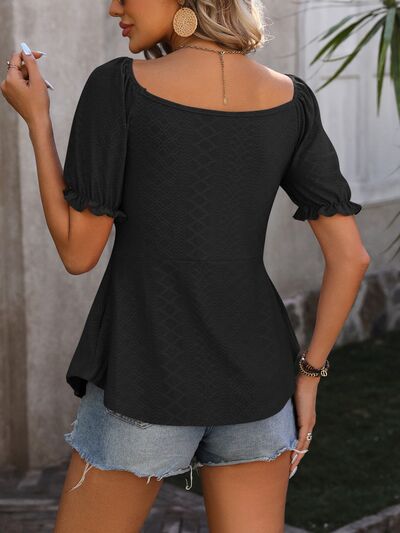 V-Neck Flounce Sleeve Blouse