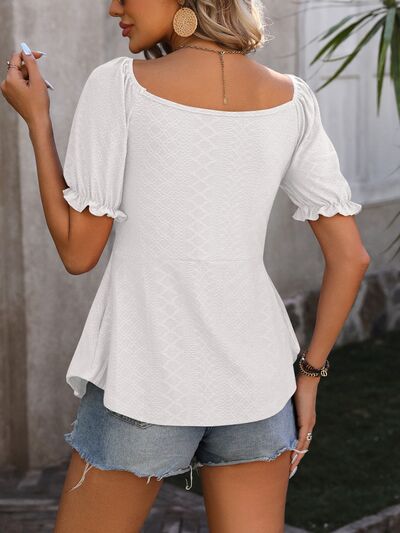 V-Neck Flounce Sleeve Blouse