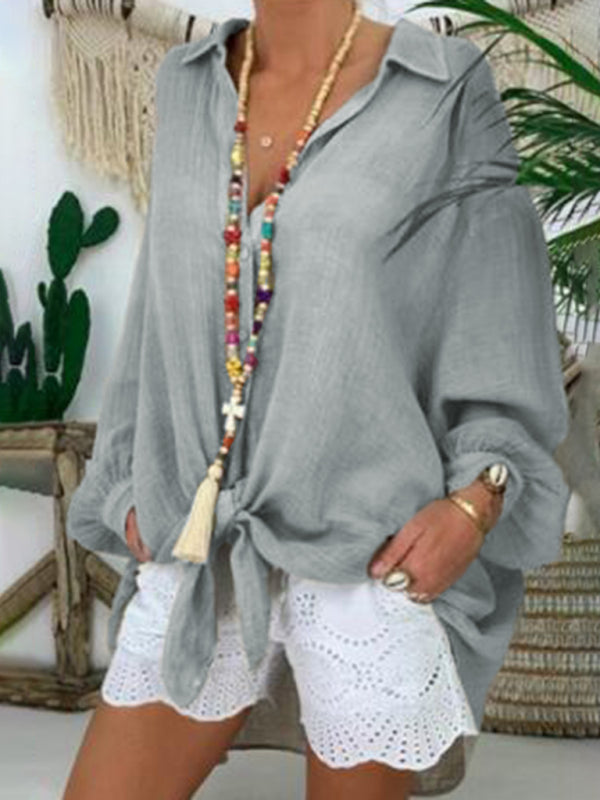 Cotton Linen Shirt - Plus Size